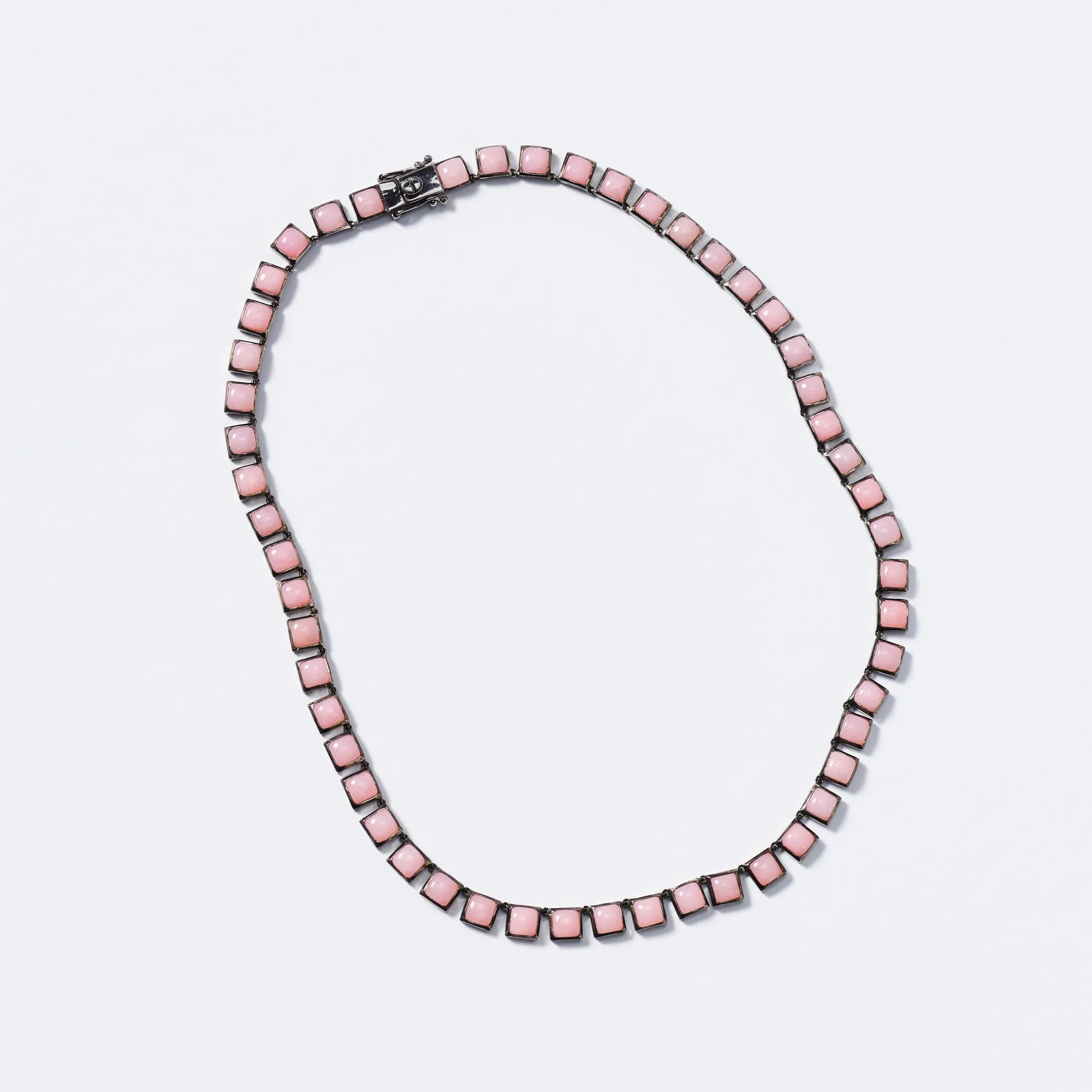 Small Pink Opal Tile Rivière Necklace