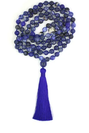 Sodalite Mala Beads Necklace - "I am Blessed"