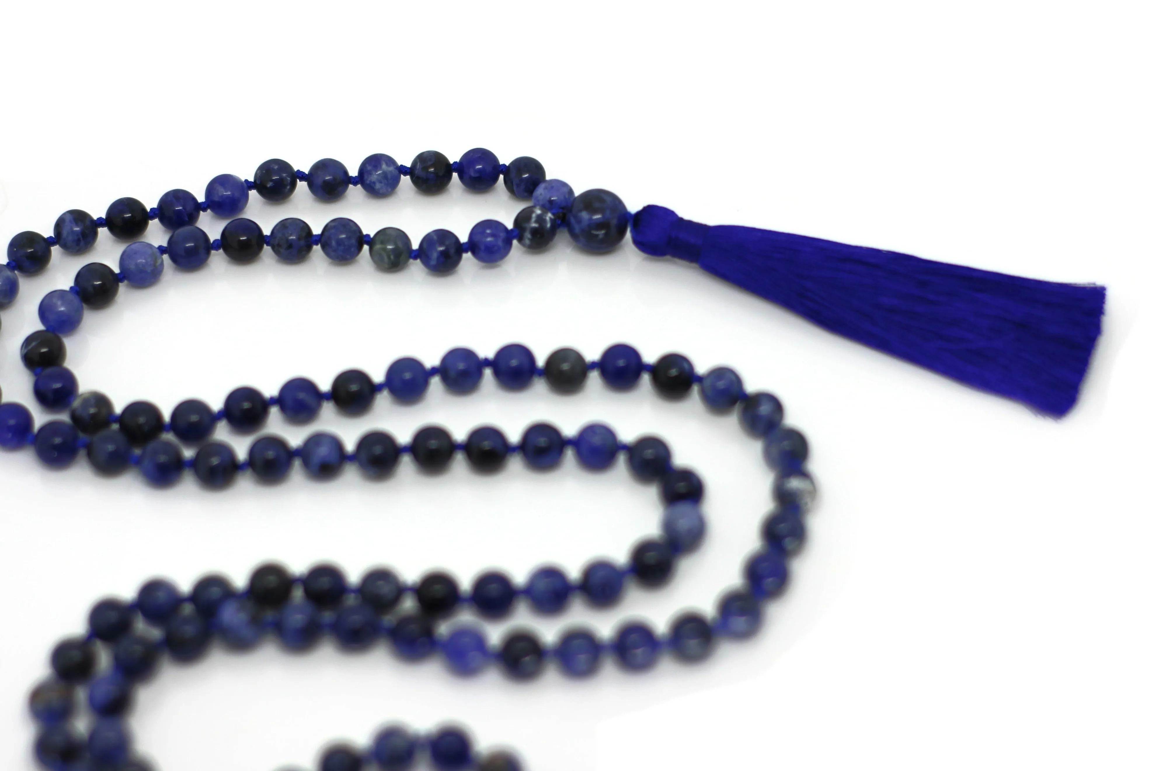 Sodalite Mala Beads Necklace - "I am Blessed"