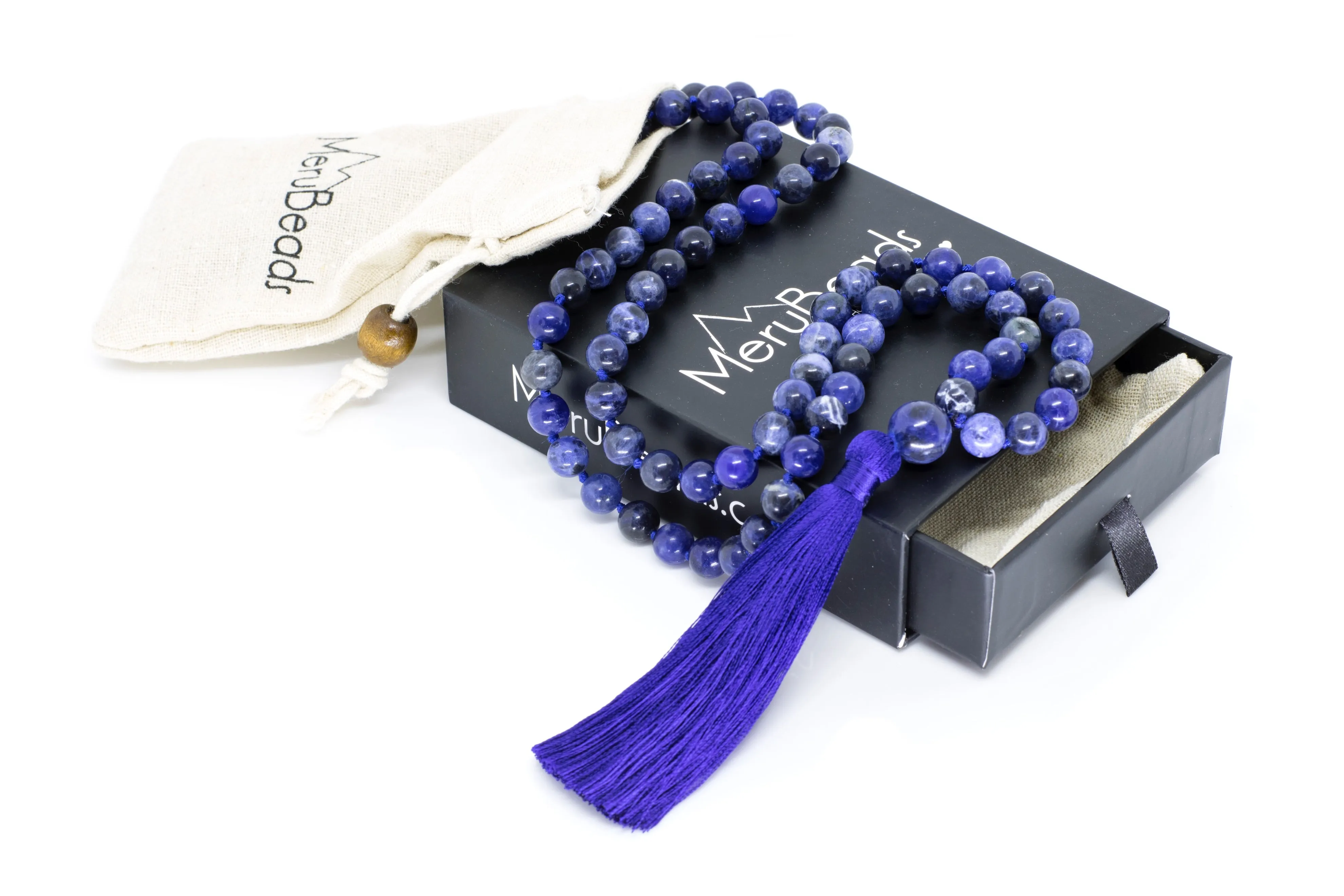 Sodalite Mala Beads Necklace - "I am Blessed"