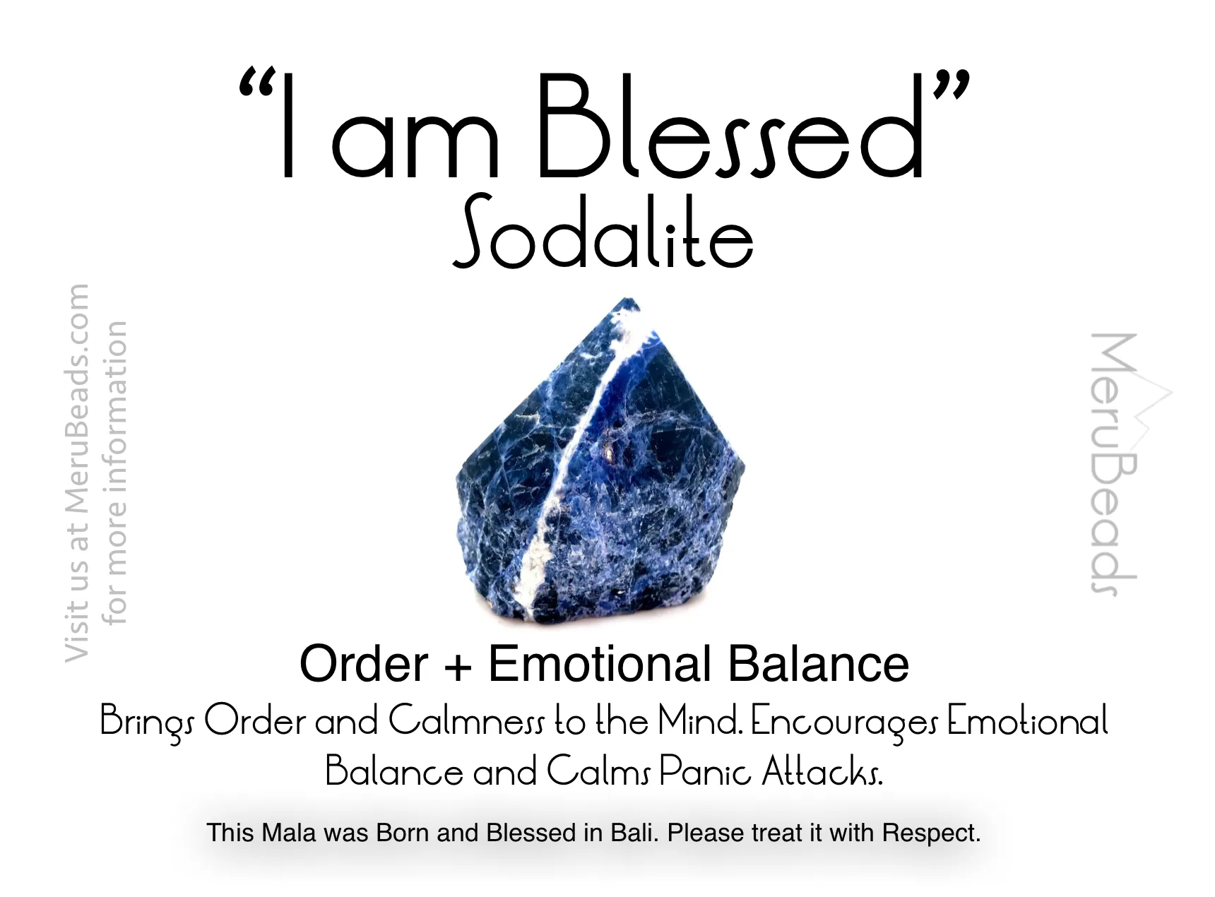 Sodalite Mala Beads Necklace - "I am Blessed"