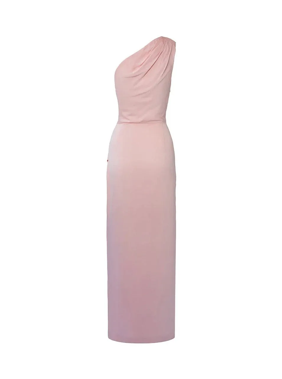 Sofia The Label May Draped One Shoulder Gown in Baby Pink