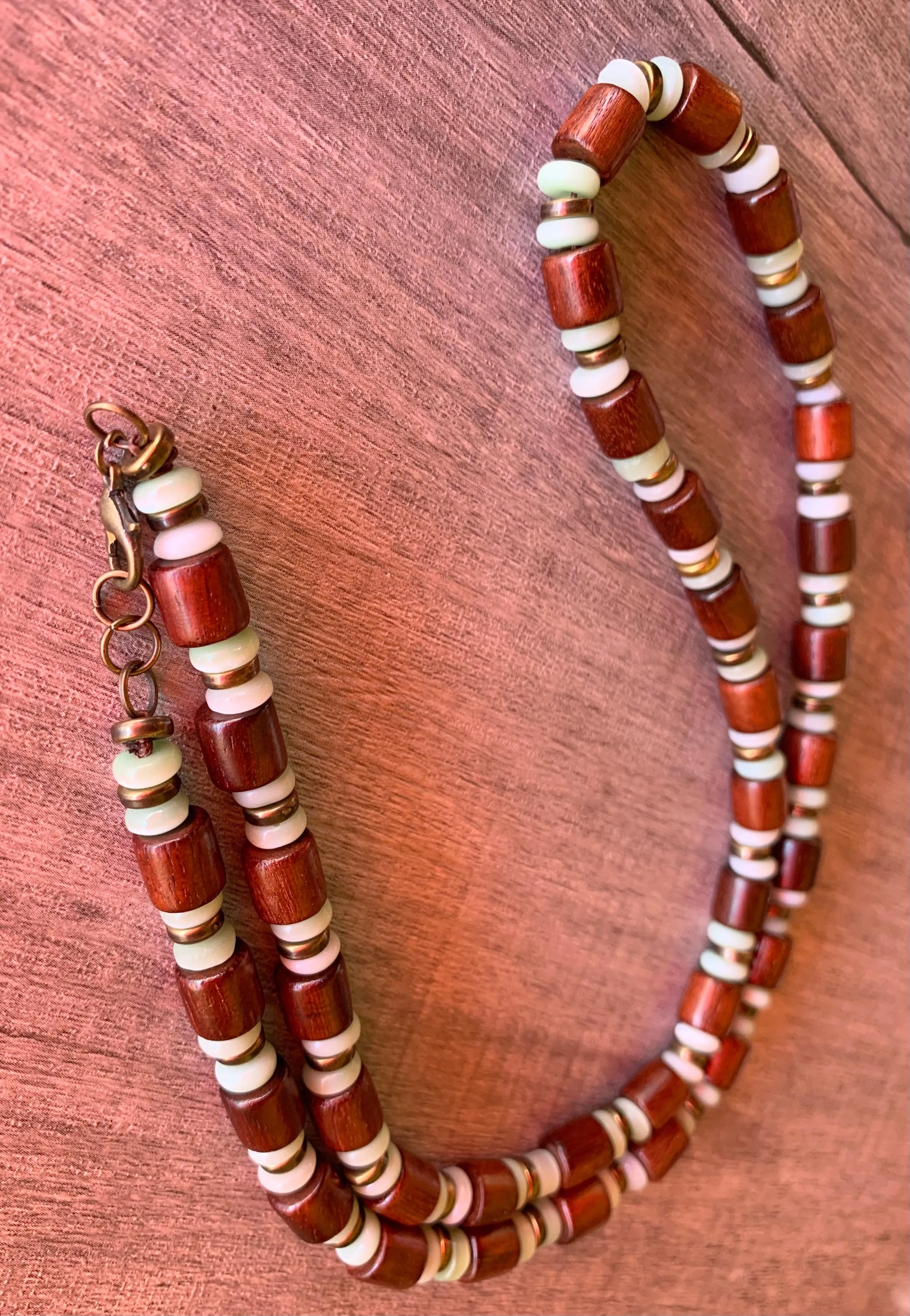🔴SOLD🔴 Cameron Handmade Cats Eye, and Wood 25" Necklace