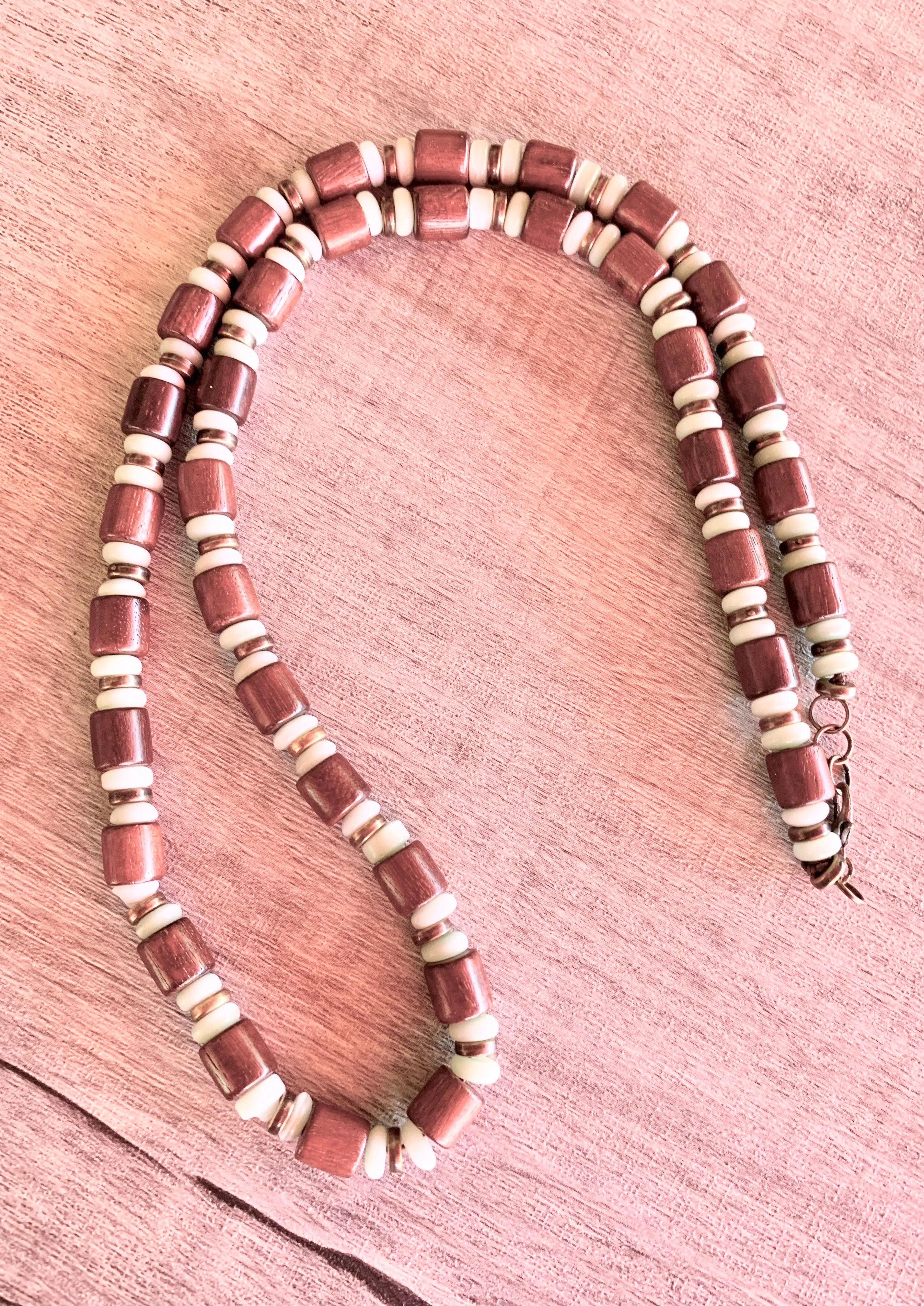 🔴SOLD🔴 Cameron Handmade Cats Eye, and Wood 25" Necklace
