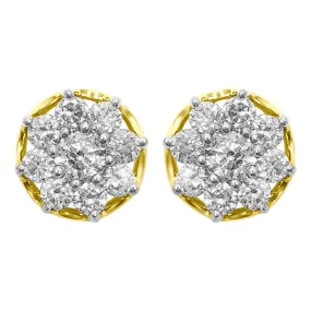 Star Cluster Diamond Earrings .80cttw 10K Yellow Gold