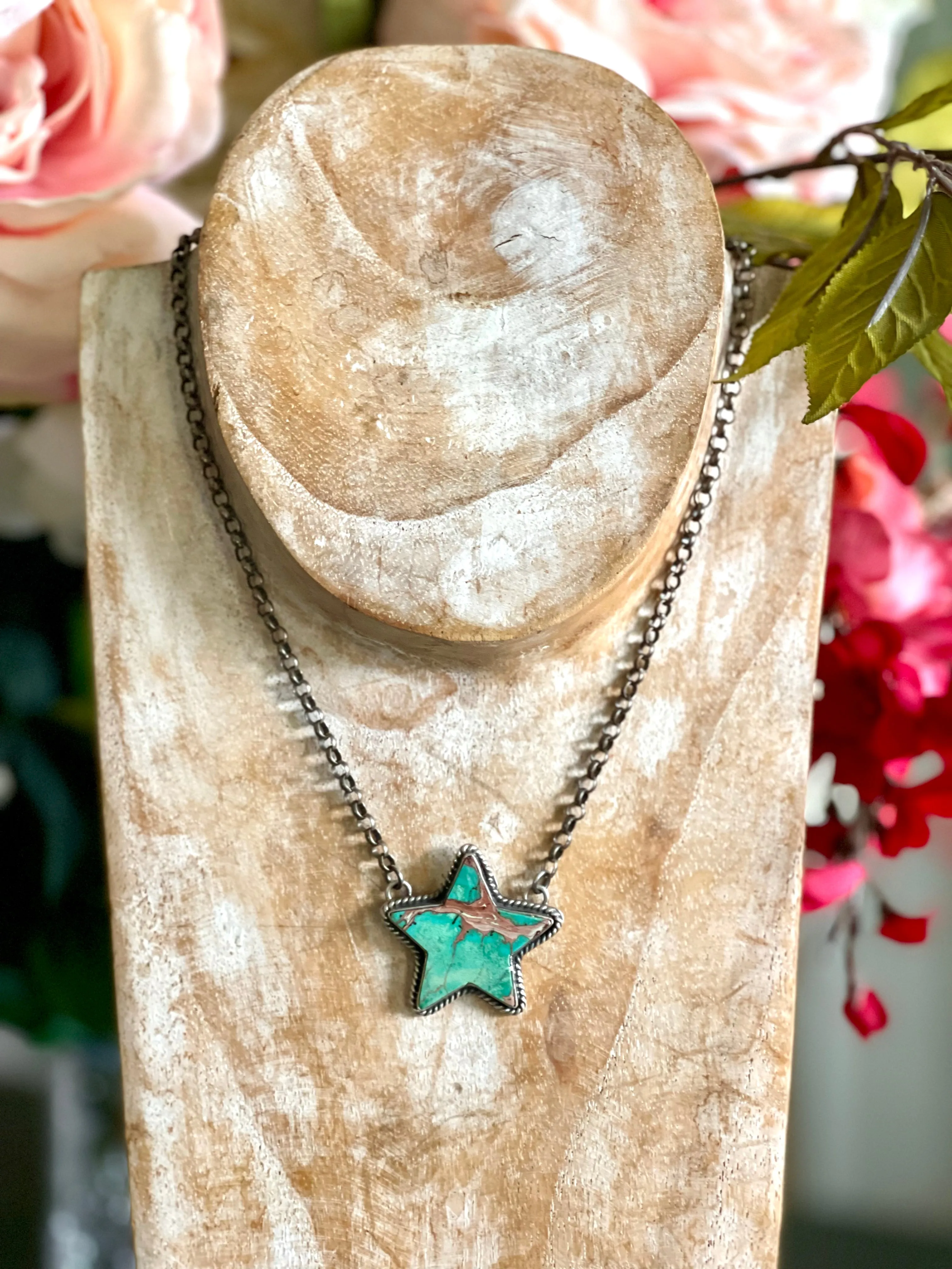 STAR Turquoise Pendant w/Silver Chain
