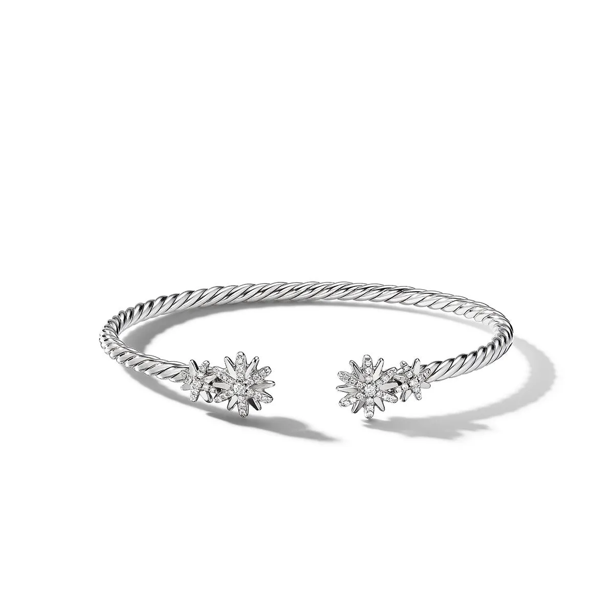Starburst Cable Bracelet in Sterling Silver with Pave Diamonds