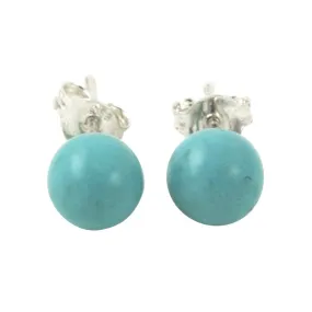 Sterling Round "Turkoise" Blue Earrings