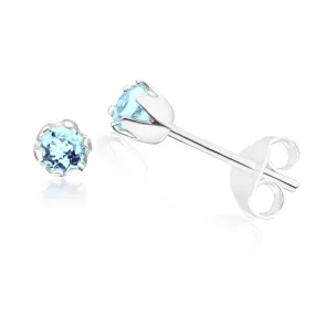 Sterling Silver Blue Topaz Stud Earrings