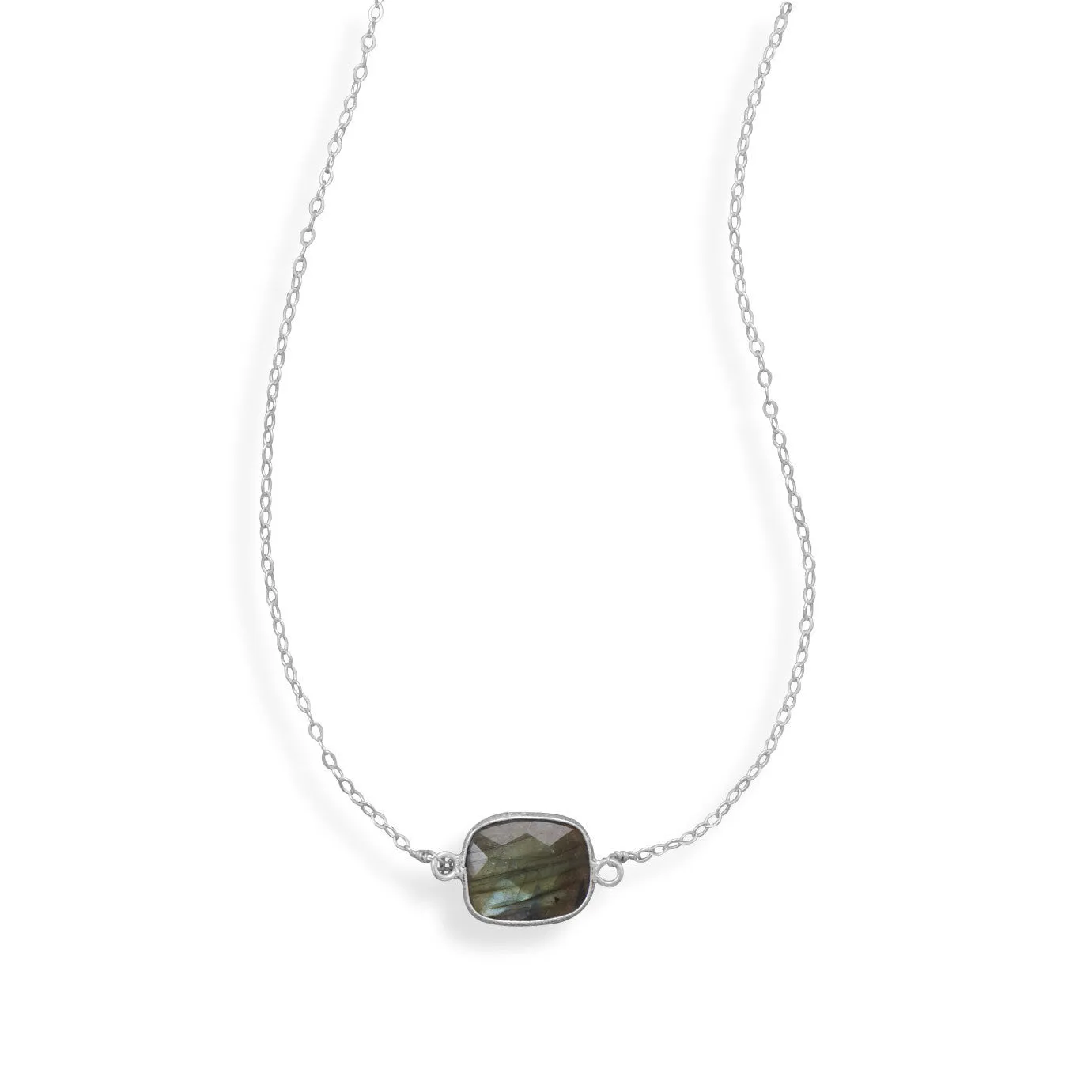 Sterling Silver Faceted Labradorite Necklace