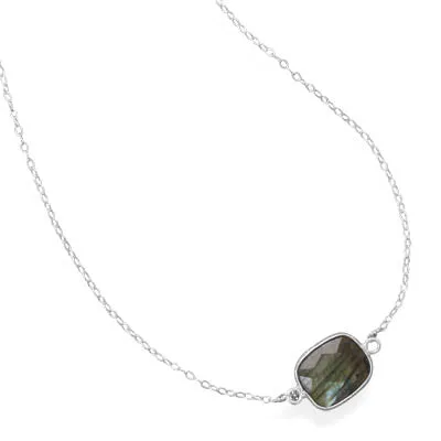 Sterling Silver Faceted Labradorite Necklace
