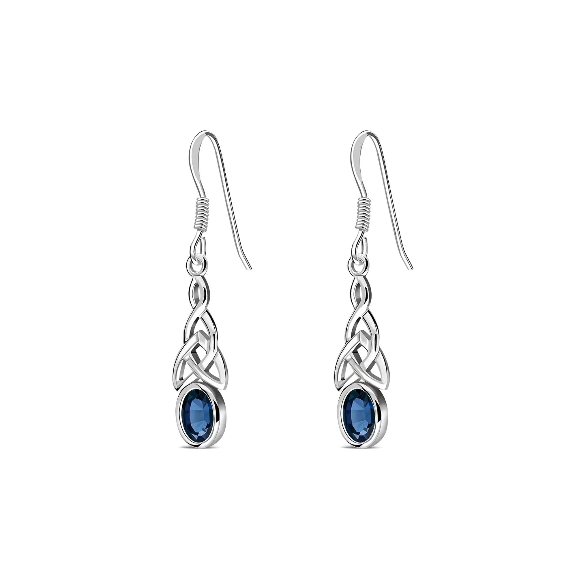 Sterling Silver London Blue Topaz Celtic Oval Drop Earrings