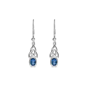 Sterling Silver London Blue Topaz Celtic Oval Drop Earrings