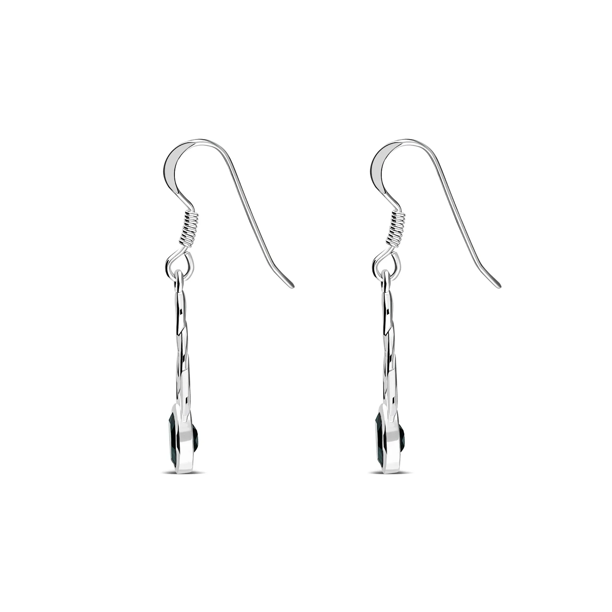Sterling Silver London Blue Topaz Celtic Oval Drop Earrings