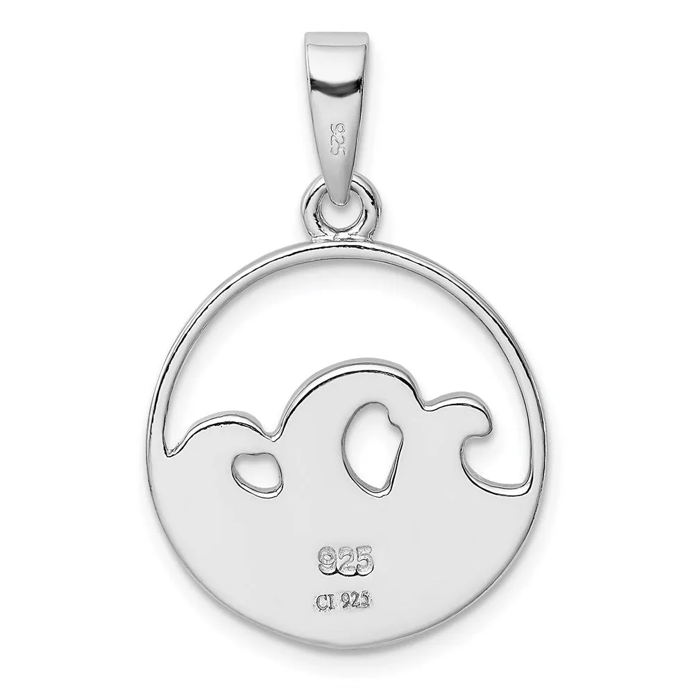 Sterling Silver Opal 30X20MM Wave Pendant. Chain Not Included
