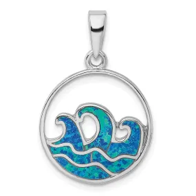 Sterling Silver Opal 30X20MM Wave Pendant. Chain Not Included