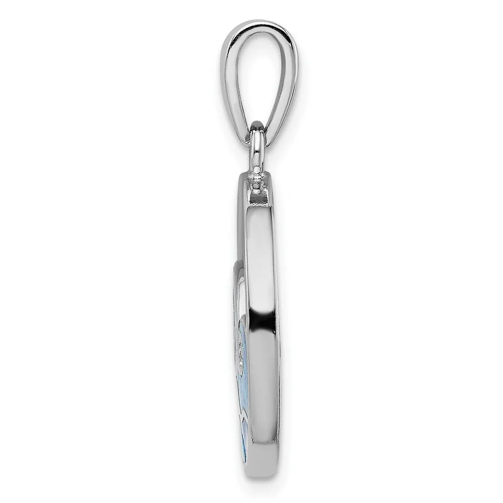 Sterling Silver Opal 30X20MM Wave Pendant. Chain Not Included