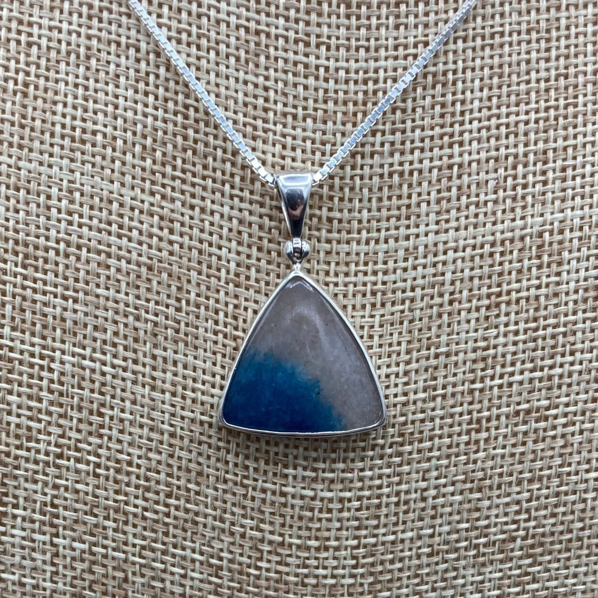 Sterling Silver Triangular Blue Dumortierite Pendant Necklace