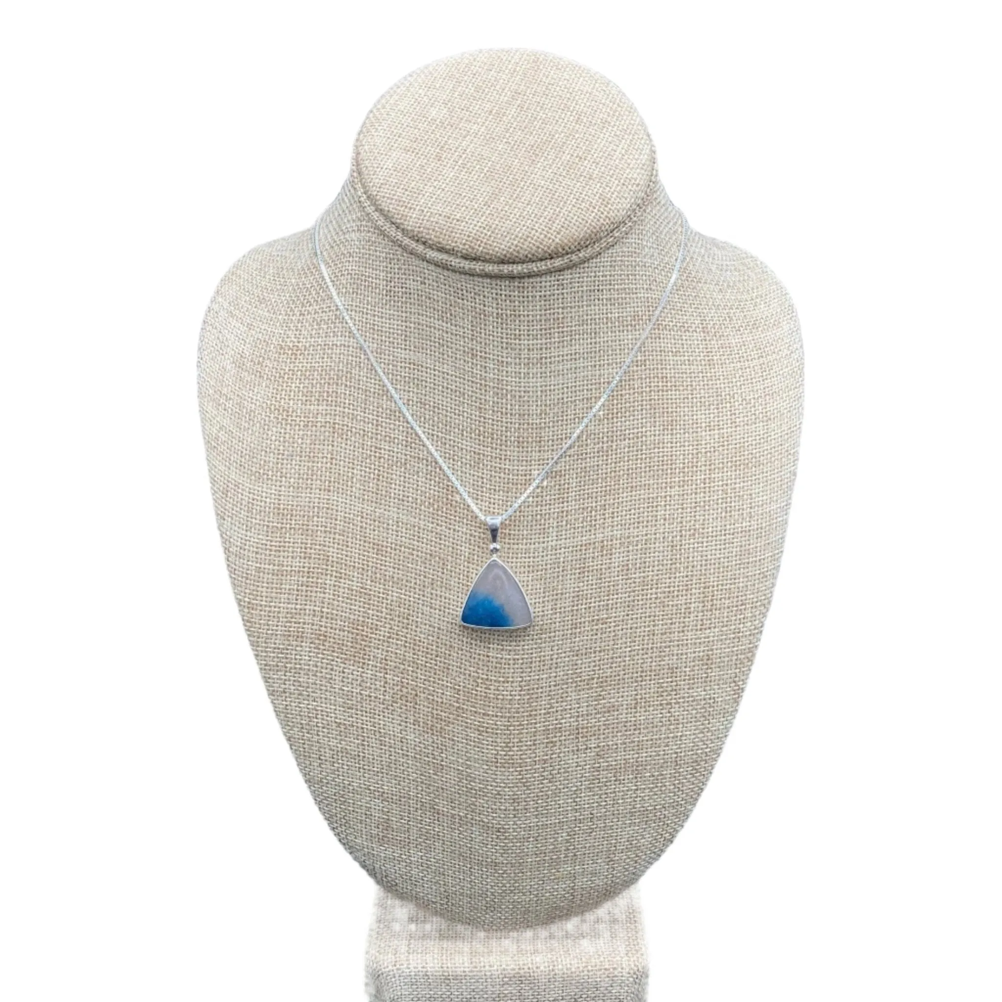 Sterling Silver Triangular Blue Dumortierite Pendant Necklace