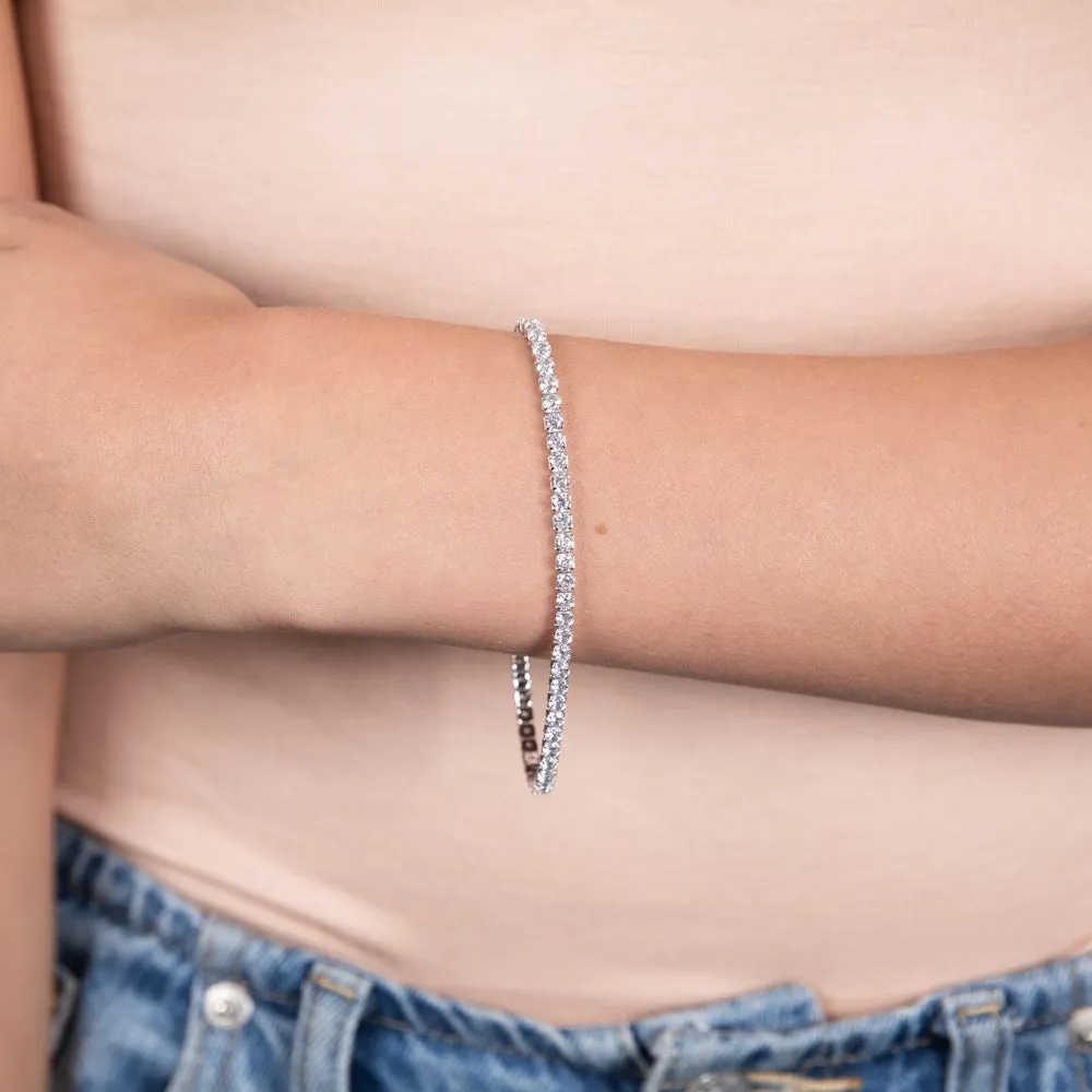 Sterling Silver White Cubic Zirconia Tennis 19cm Bracelet