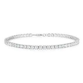 Sterling Silver White Cubic Zirconia Tennis 19cm Bracelet