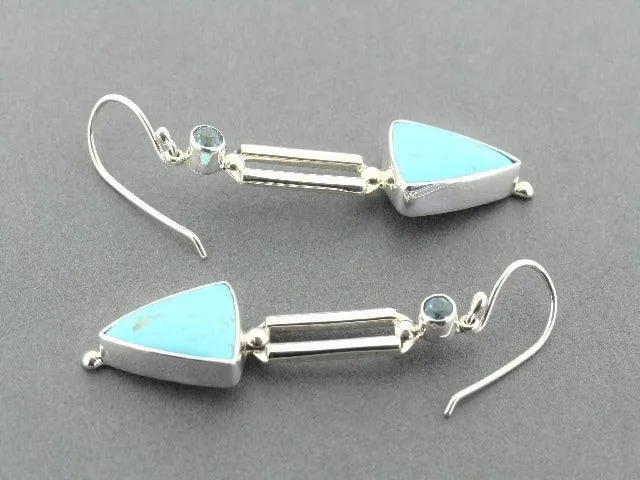 stone arrow turquoise & blue topaz earrings - sterling silver