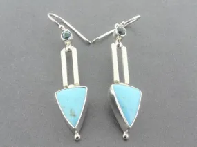 stone arrow turquoise & blue topaz earrings - sterling silver