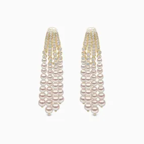 Tassel 18K Gold Akoya Pearl and Diamond Earrings