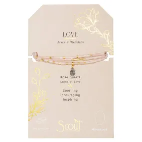 Teardrop Stone Wrap Rose Quartz/Labradorite/Gold - Love