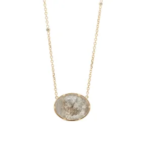 Terra Firma Cabochon Necklace - Yellow Gold, Oval Quartz & Grey Diamonds