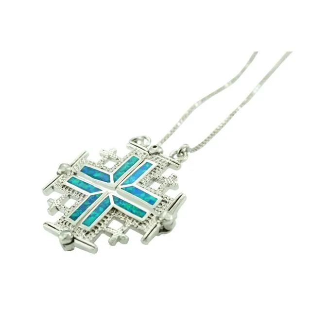 The Cross Jewelry Pendant Silver & Opal Stone