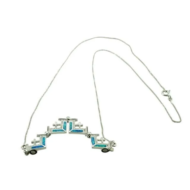 The Cross Jewelry Pendant Silver & Opal Stone