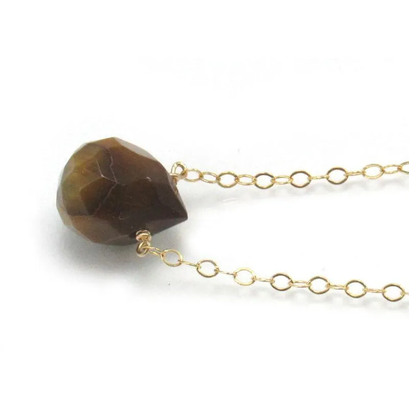 Tiger's Eye Necklace on Gold Filled Chain with Gold Filled Spring Ring Clasp