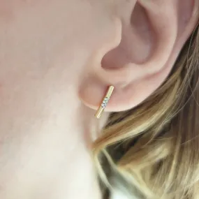 Tiny diamond bar earrings