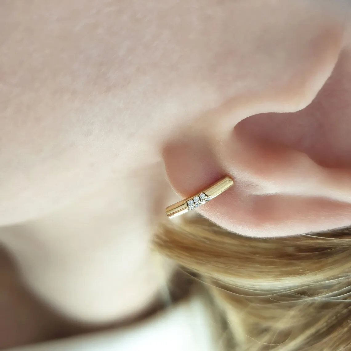 Tiny diamond bar earrings