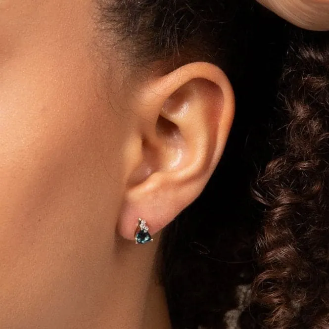 Trillion London Blue Topaz White Topaz 9ct Yellow Gold Stud Earrings GE1016L