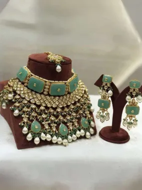 Turquoise Big Bridal Polki Set