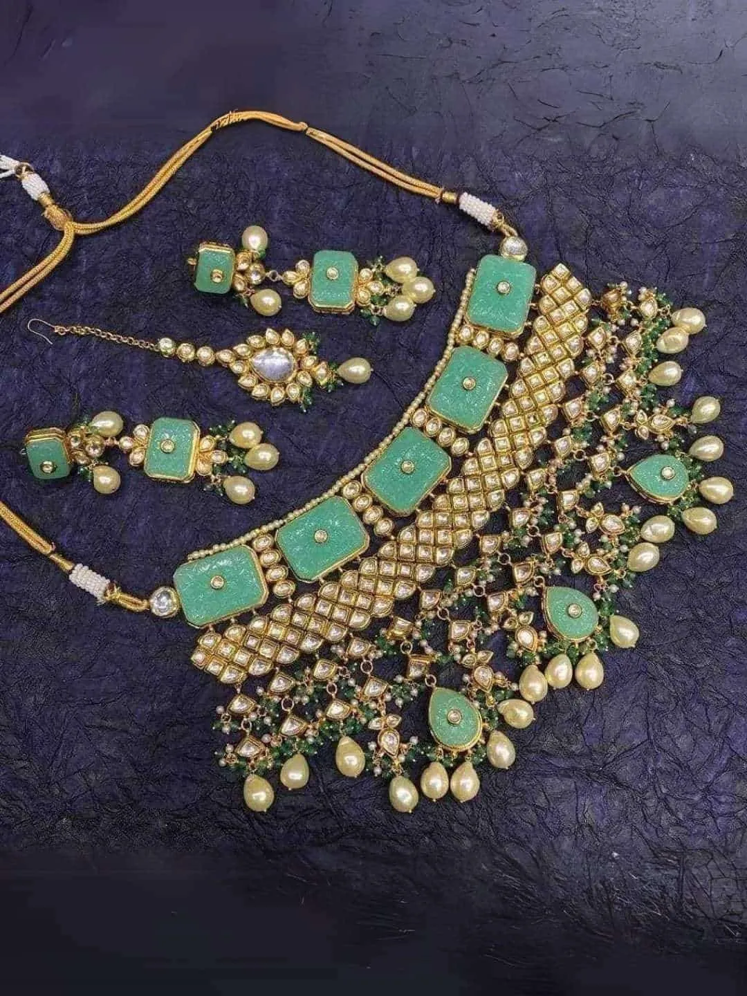 Turquoise Big Bridal Polki Set