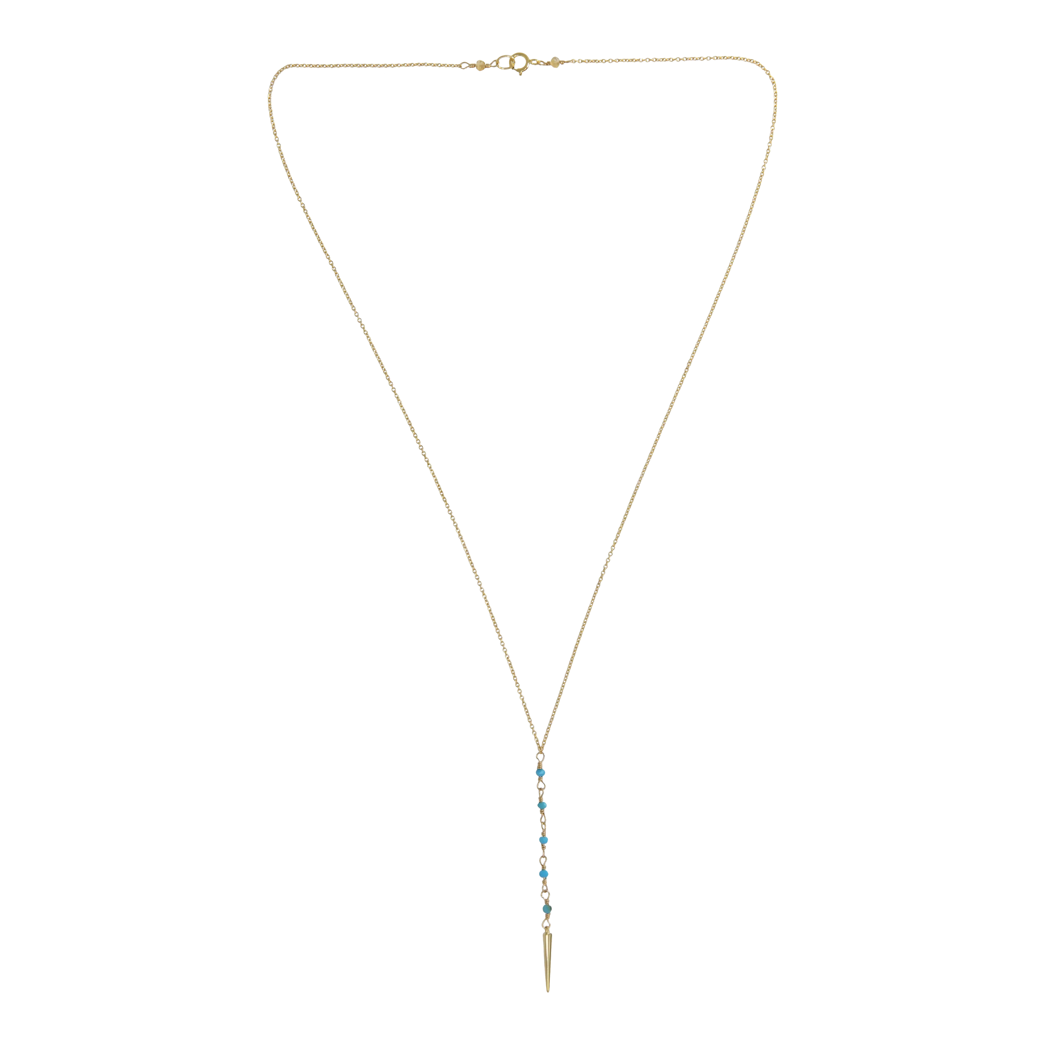 Turquoise Lariat Spike Necklace