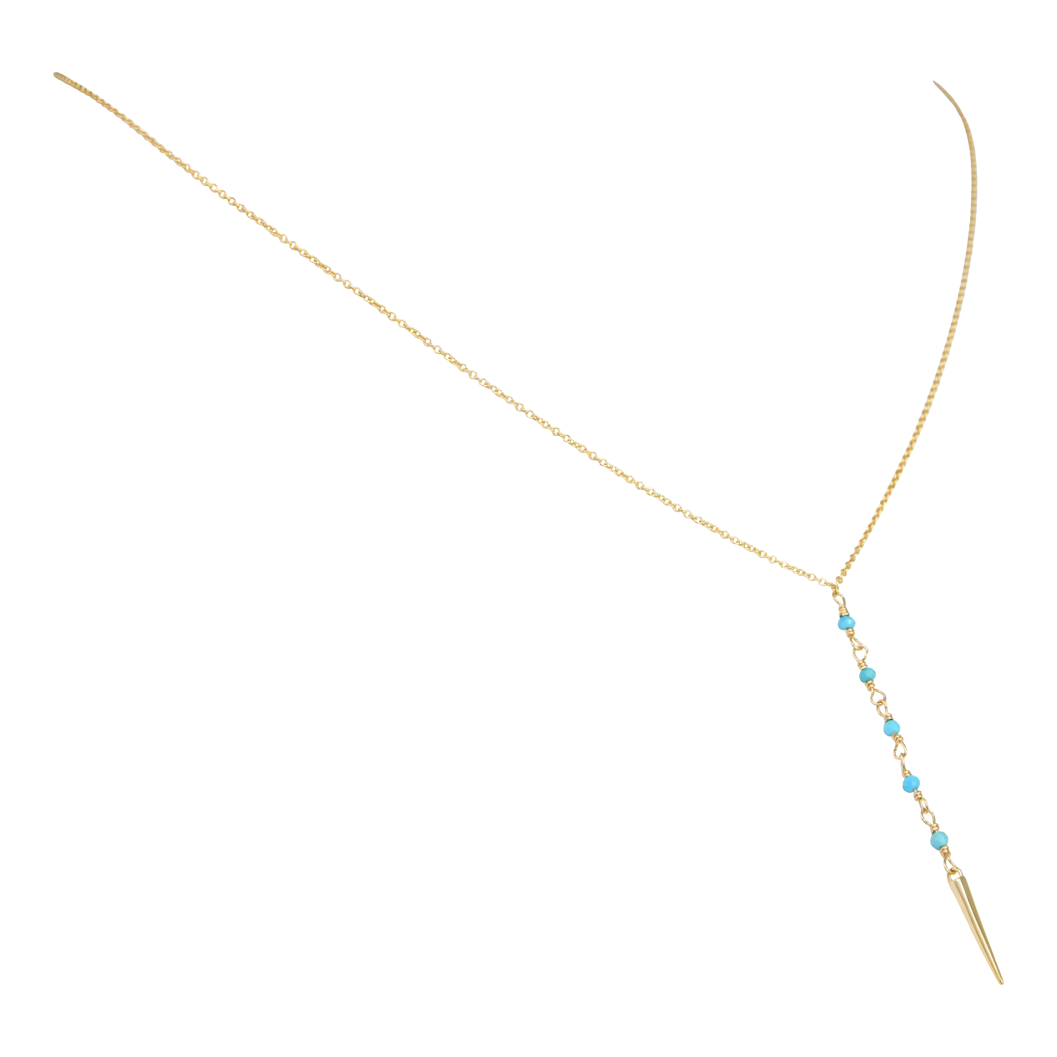 Turquoise Lariat Spike Necklace