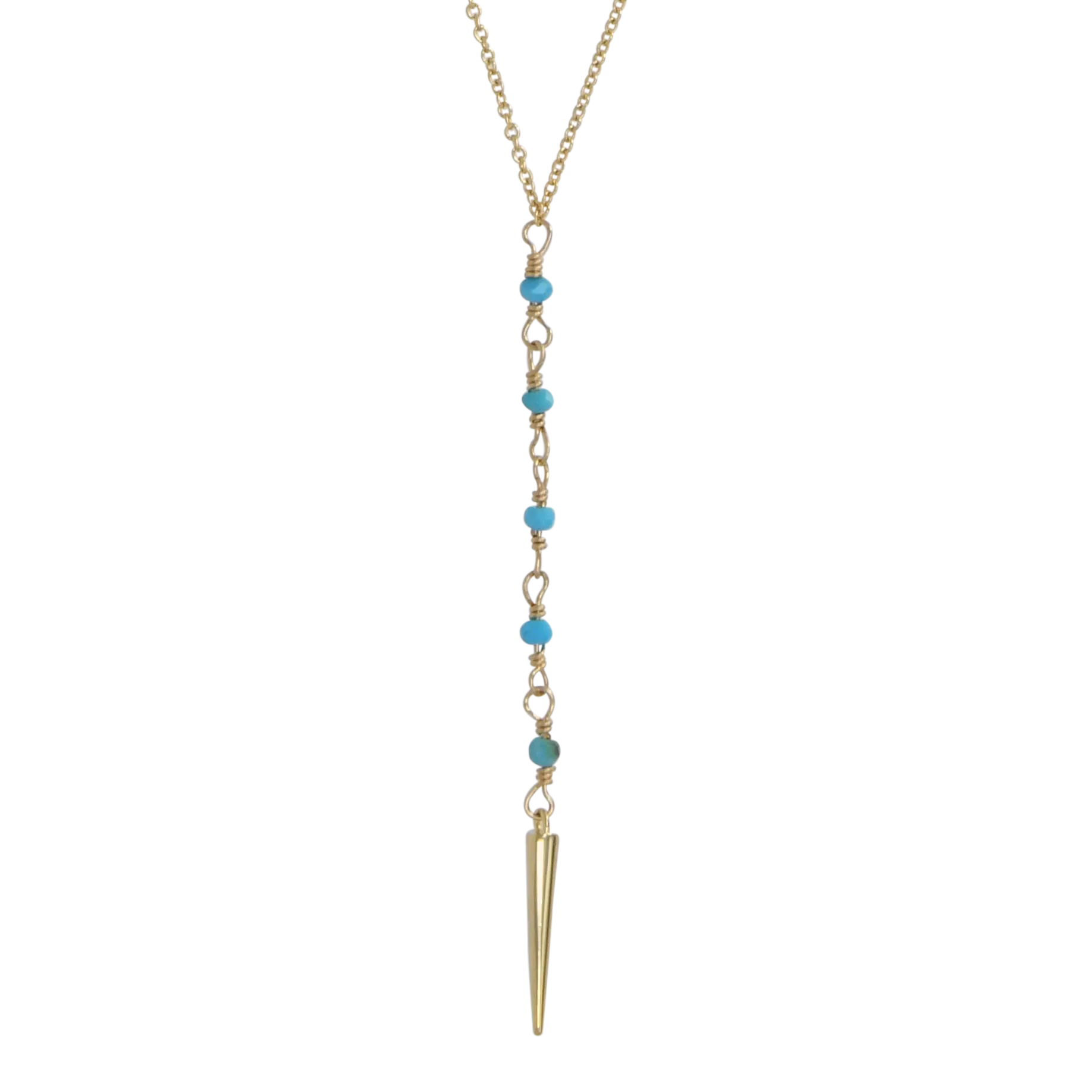 Turquoise Lariat Spike Necklace