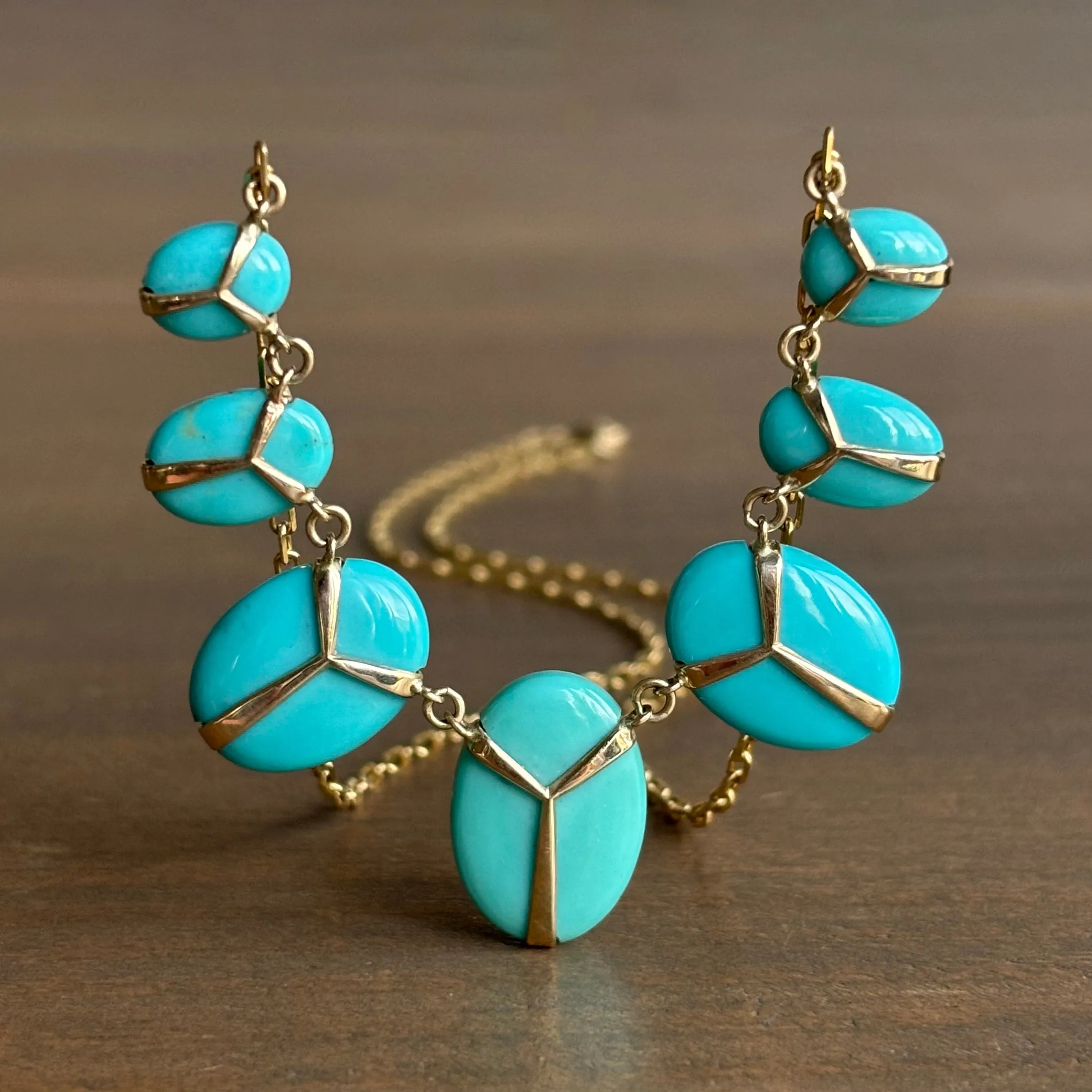 Turquoise Lucky Scarab Charm Necklace