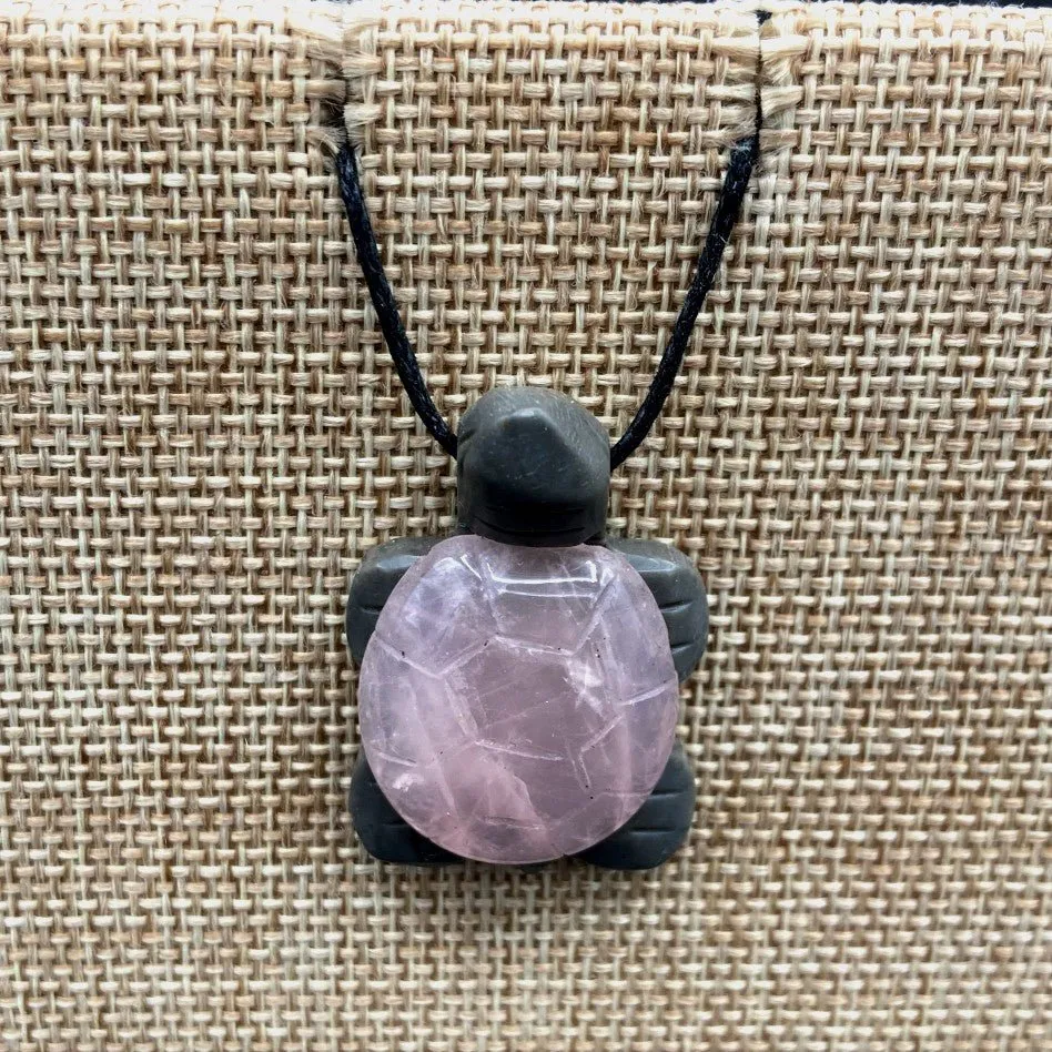 Turtle Gemstone Necklaces Adjustable Cord Pendant