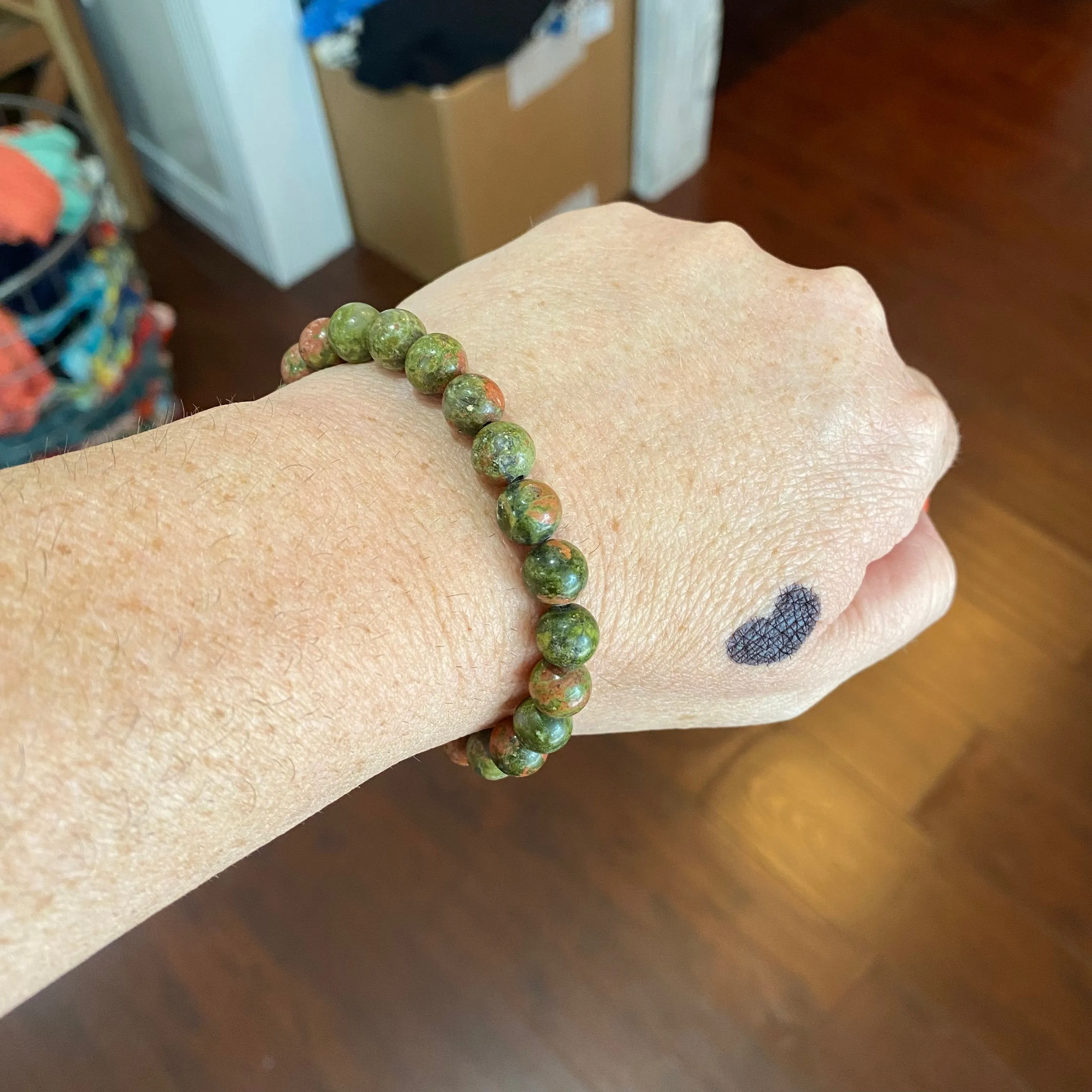 unakite semi-precious stone bracelet