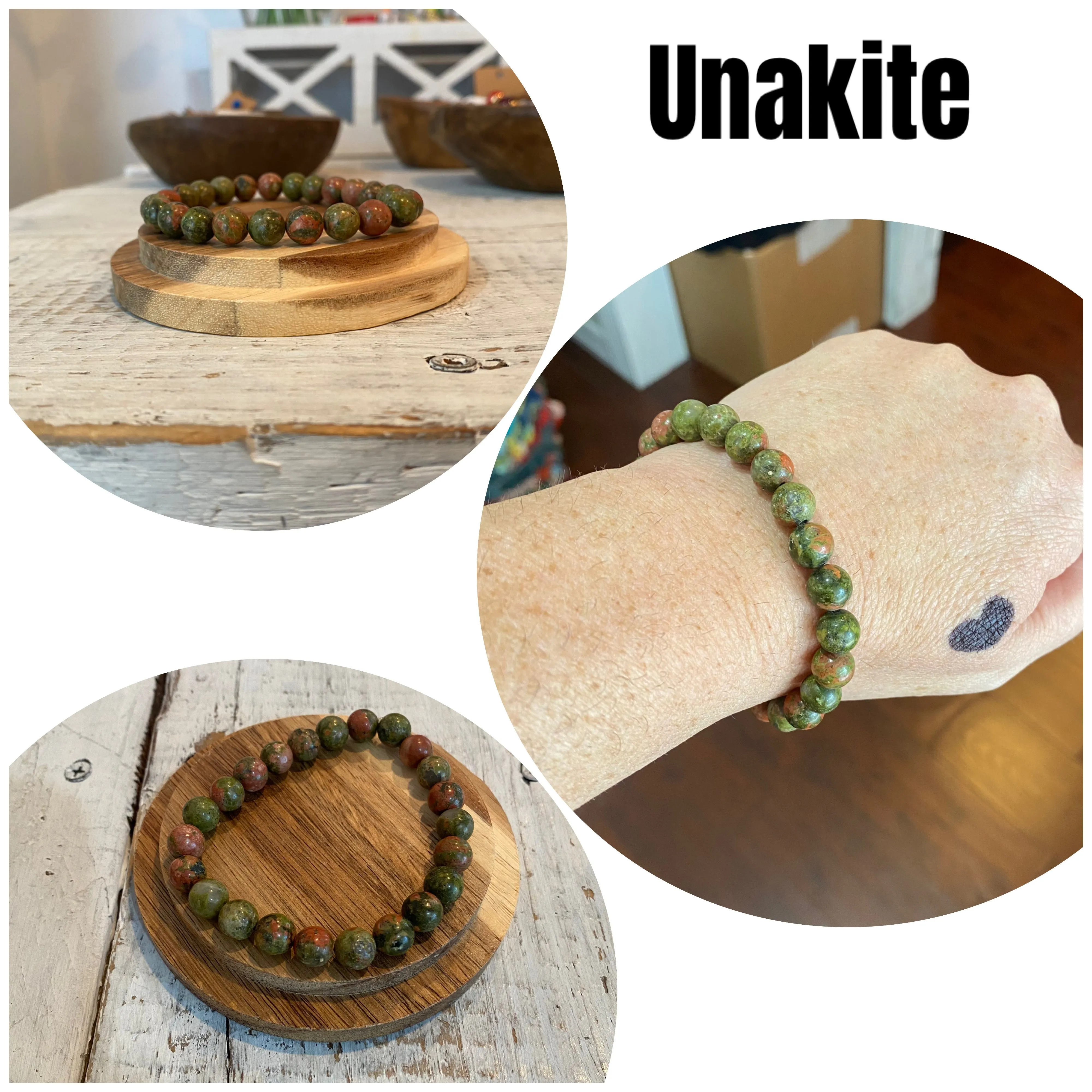 unakite semi-precious stone bracelet