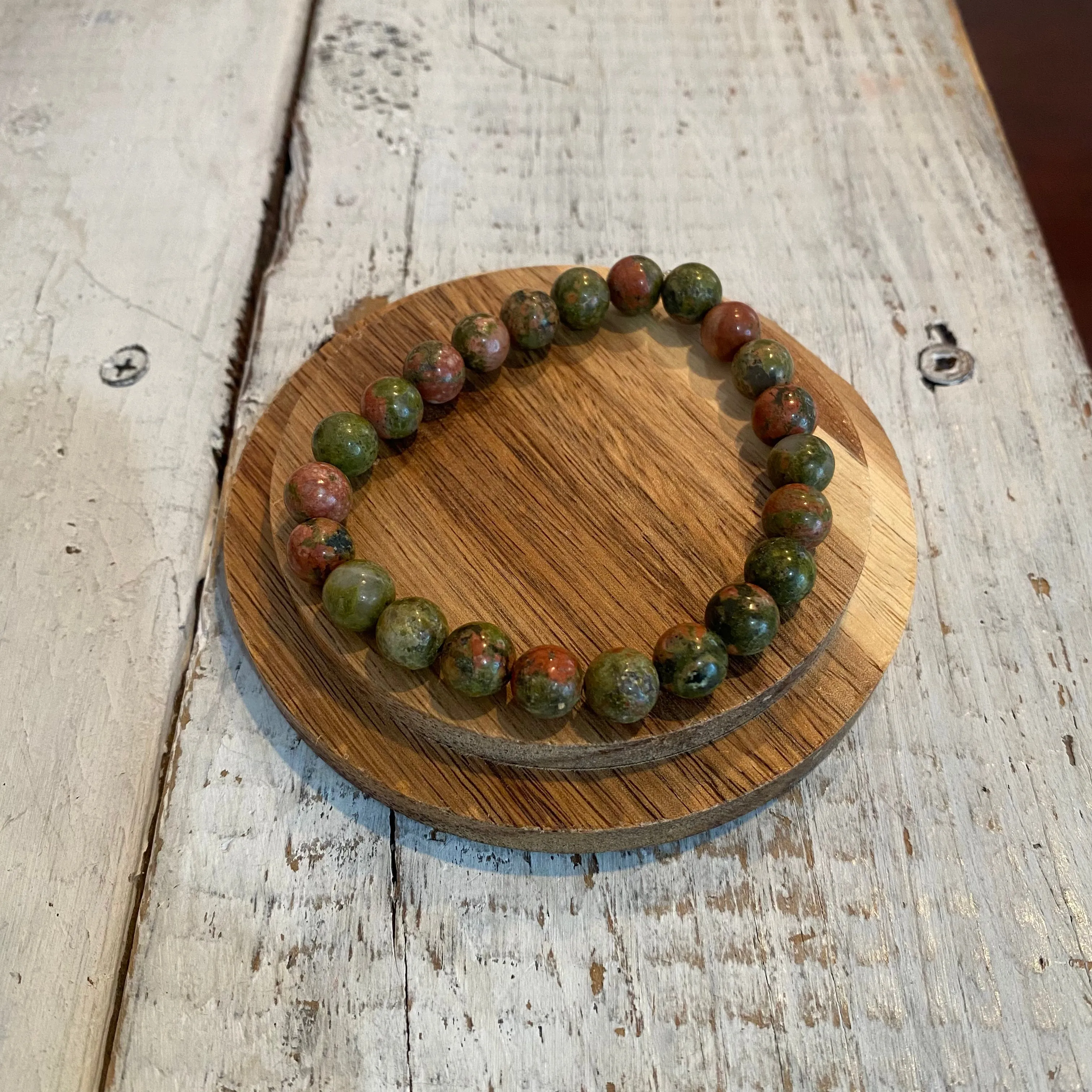 unakite semi-precious stone bracelet