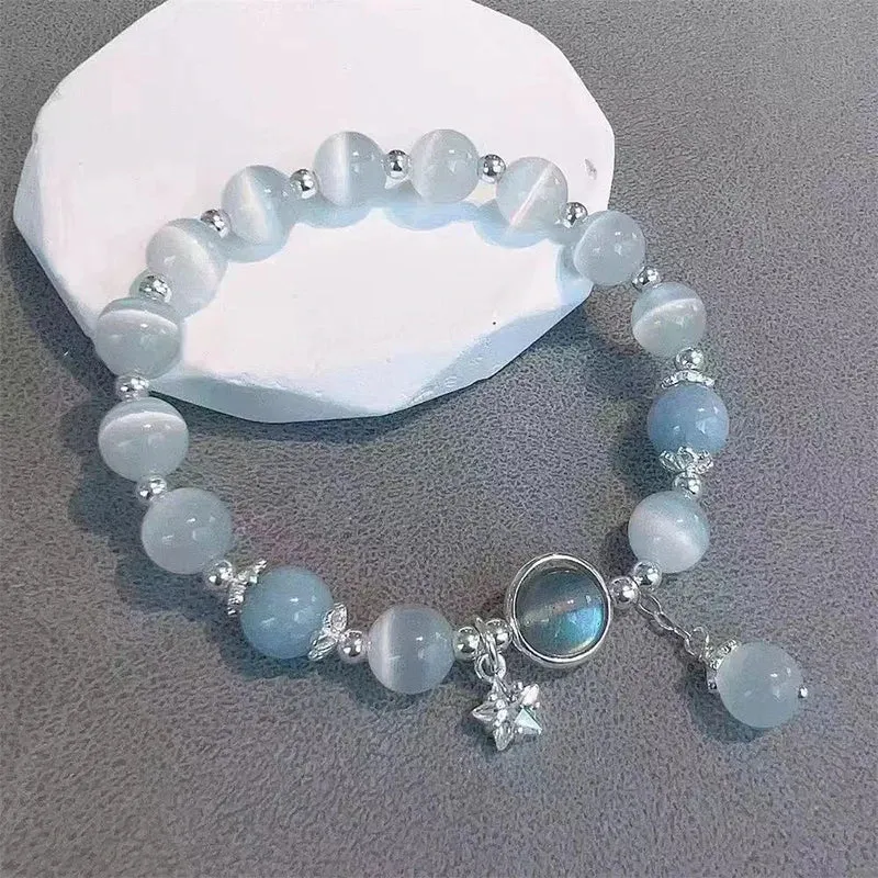 Unique Fashion Firecracker Crystal Beaded Bracelet Friendship Glass Bracelets for Girls Star Moon Cloud Flower Jewelry