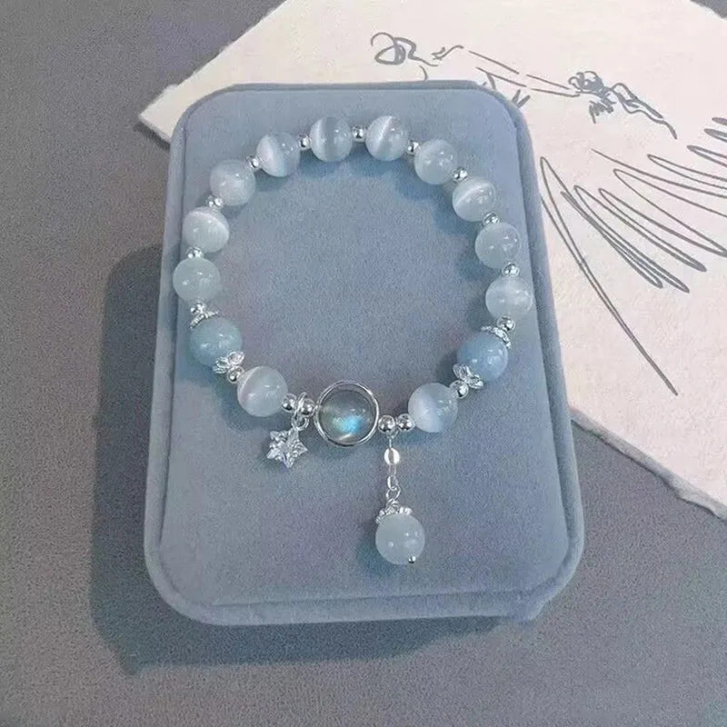 Unique Fashion Firecracker Crystal Beaded Bracelet Friendship Glass Bracelets for Girls Star Moon Cloud Flower Jewelry