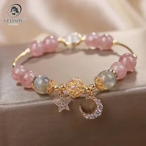Unique Fashion Firecracker Crystal Beaded Bracelet Friendship Glass Bracelets for Girls Star Moon Cloud Flower Jewelry