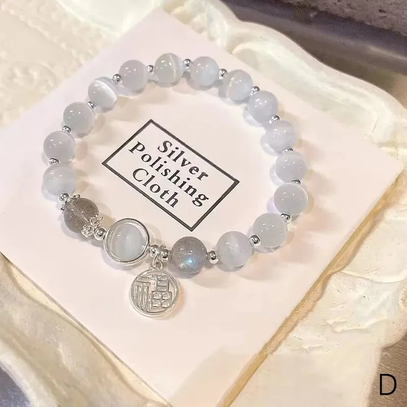Unique Fashion Firecracker Crystal Beaded Bracelet Friendship Glass Bracelets for Girls Star Moon Cloud Flower Jewelry